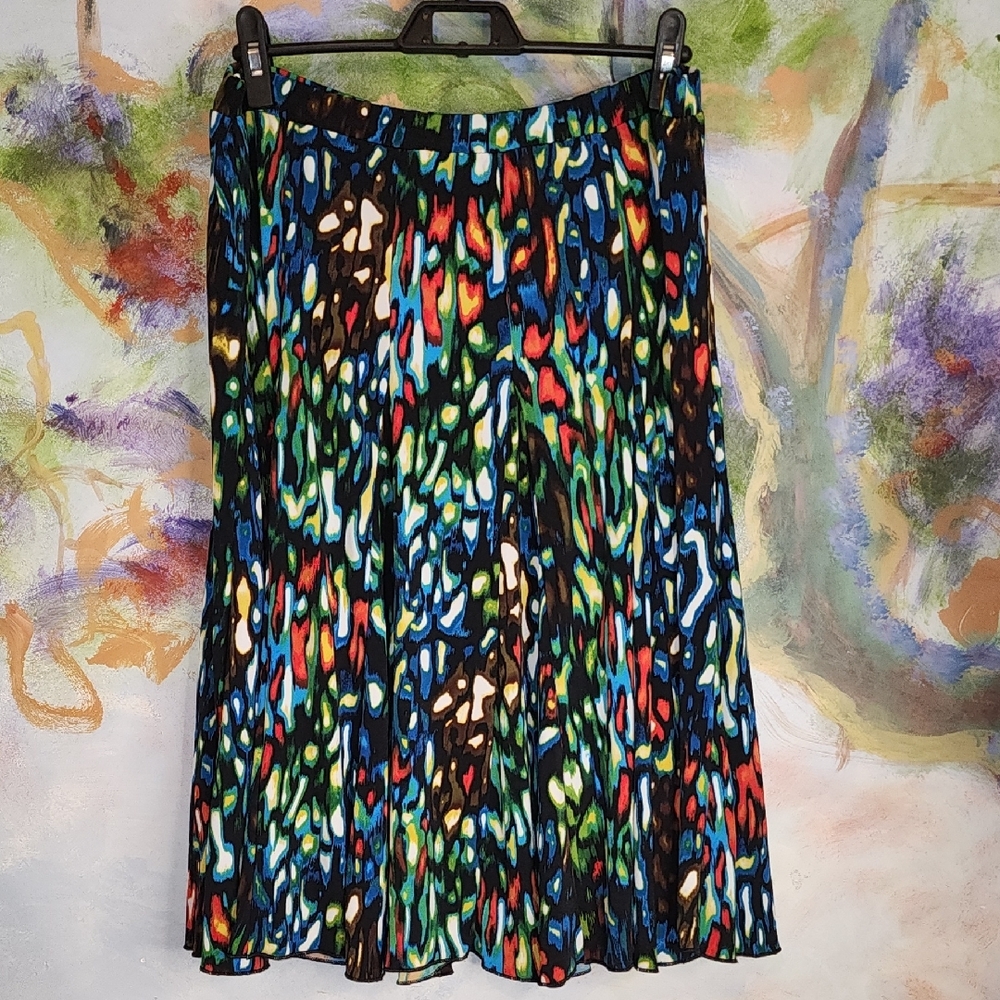 Premise Blue and Green A-Line Midi Skirt for Night Out
